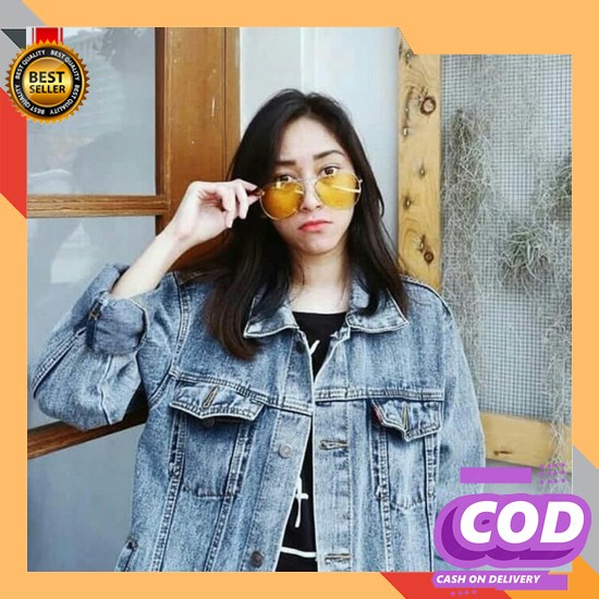 Jaket Jeans Wanita Terbaru/ Jaket Levis Cewek Kekinian/Jaket Jins Ef97 Jaket Jeans Levis Sand Wash M
