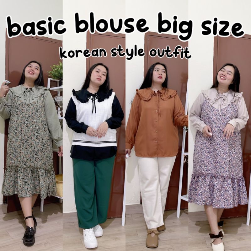 SOOMIN BLOUSE REMPEL POLOS TALI BIG SIZE JUMBO OVERSIZE KOREAN STYLE