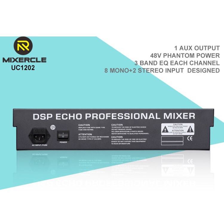 Professional Live Audio Mixer DSP Karaoke DJ 8 Channel - EMI20FX - Black / Mixer Audio Podcast / DJ