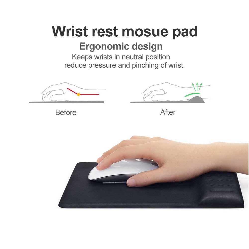 Set Mouse Pad Gaming Ergonomis Bahan Memory Foam Lembut Nyaman Anti Slip Dengan Bantalan Pergelangan Tangan