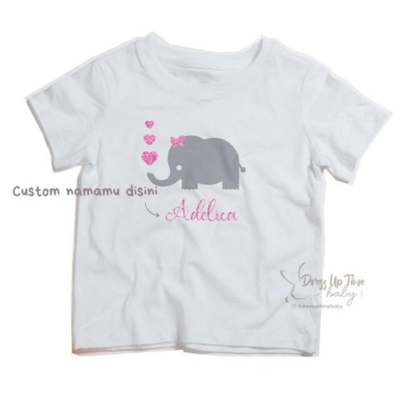 Baju Anak Kembar Custom / Baju Tshirt Anak Kembar / Kaos Anak Kembar/ Atasan Anak Kembar Elephant