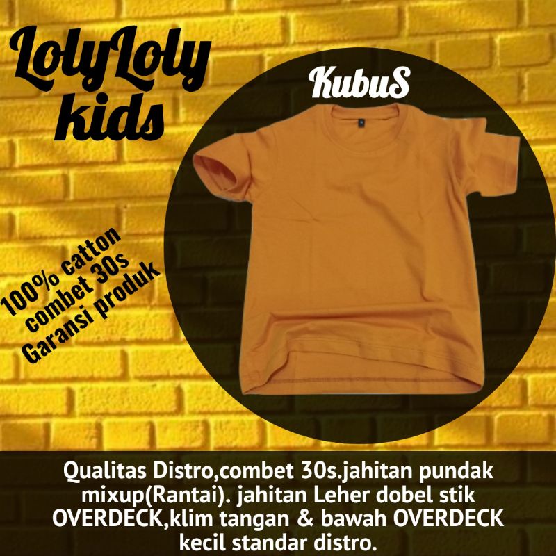 KAOS POLOS ANAK LENGAN PENDEK COTTON COMBED 30S BAJU KAOS KIDS UMUR 1-12 TAHUN