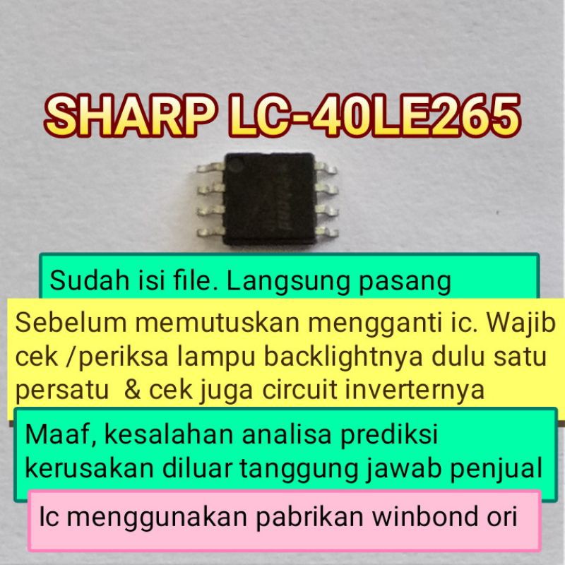 ic eprom memory tv led sharp LC-40LE265I LC-40LE265M