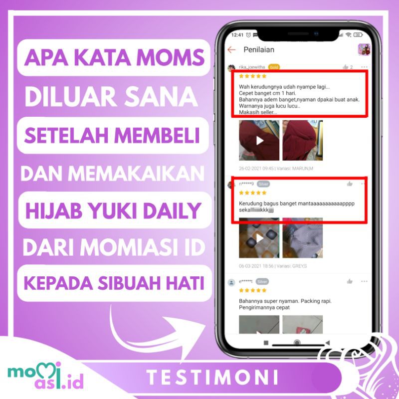 Momiasi - Kerudung Anak Jilbab Hijab Anak Bayi Perempuan Premium Yuki Daily