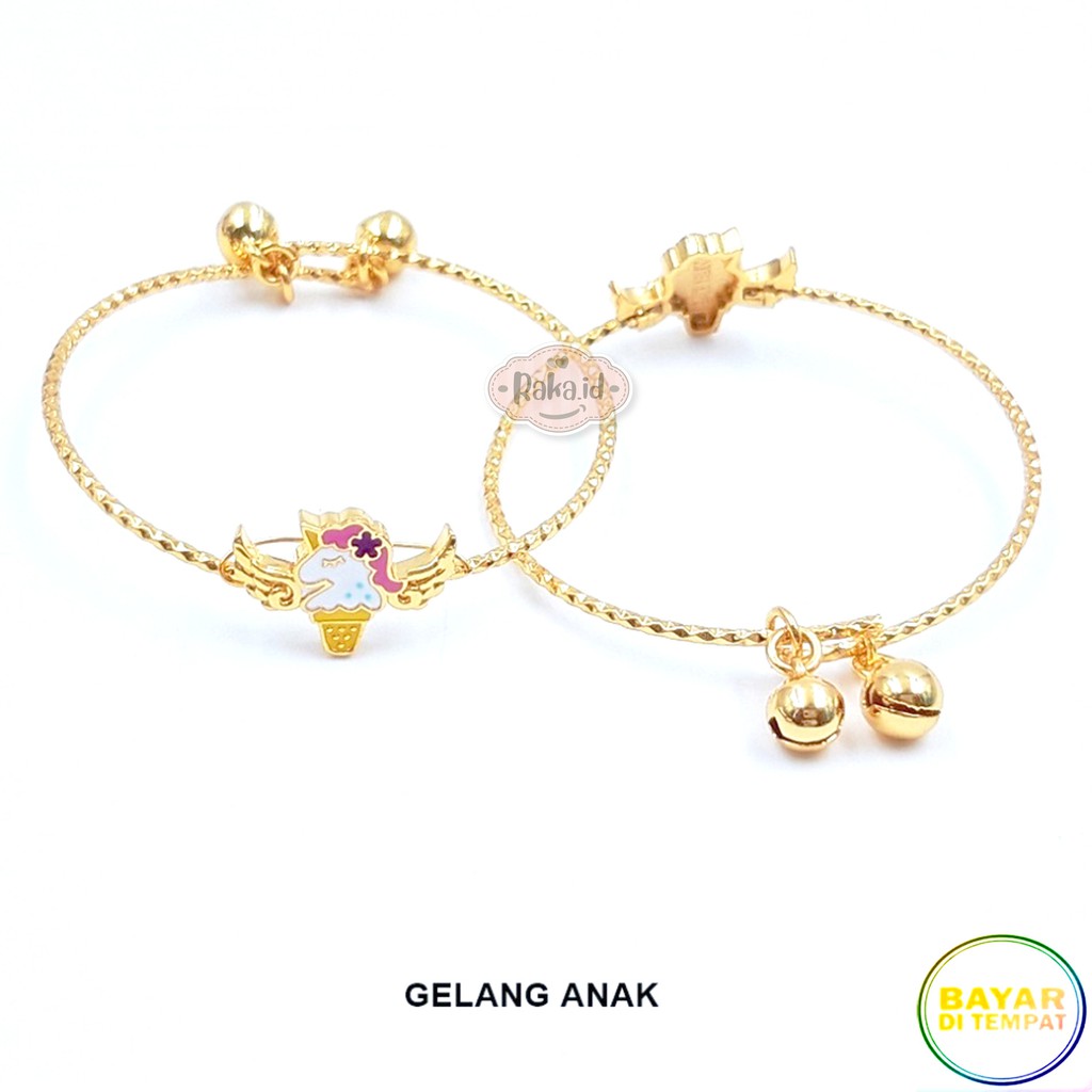 Gelang Tangan Bangle Anak Unicorn Ice Cream Kerincing Gold Perhiasan Anak Menawan Lapis Emas 668