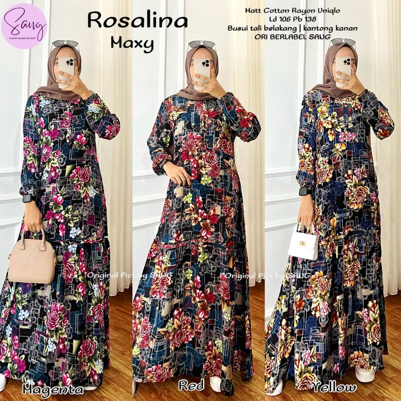 Rosalina Maxy Dress/Maxi Dress/Baju Muslim/Gamis/Baju Wanita
