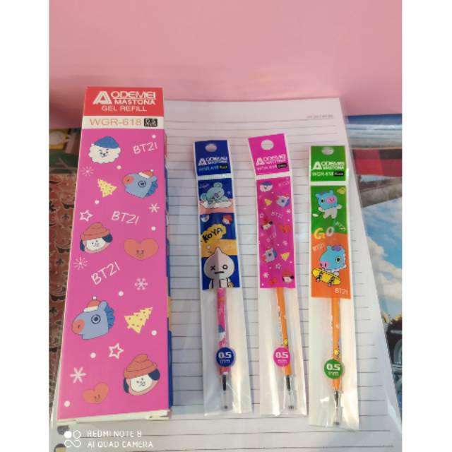 

Isi ulang /refill pulpen gel karakter BT21 terbaru 1 box isi 20 pcs