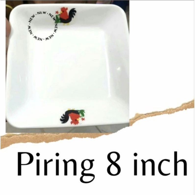 Piring PERSEGI 8 INCH Makan Saji Plastik  Cap Ayam Jago Termurah