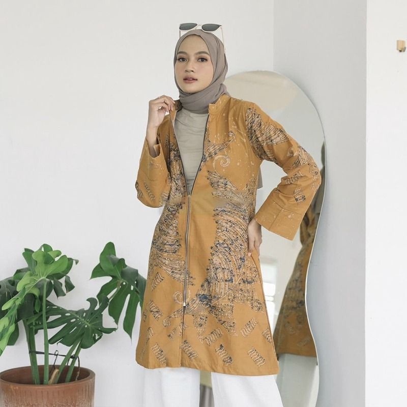 Batik Wanita Kerja Kantor Bahan Katun Halus Terbaru Atasan Batik Wanita Lengan Panjang