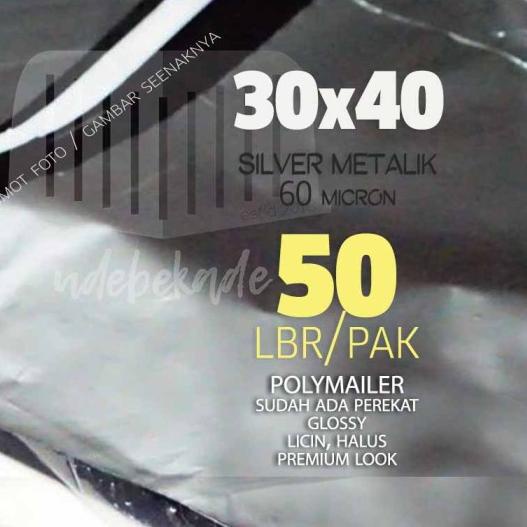 

Polymailer plastik packing 30x40 SILVER METALIK 50 lbr premium look