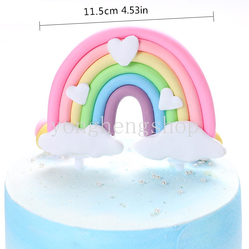 Topper Kue Bentuk Awan Bintang Tersenyum Warna Pelangi Untuk Dekorasi Pesta Baby Shower