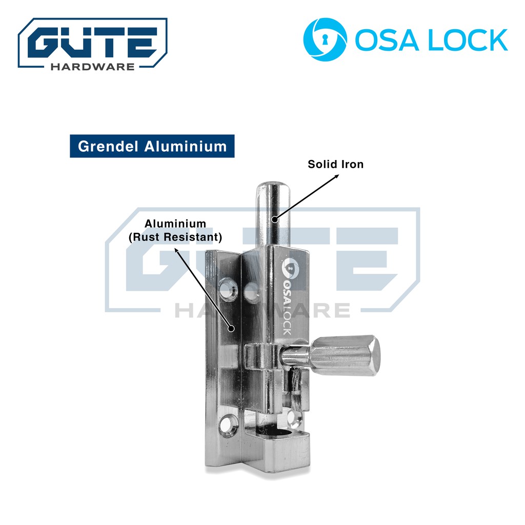 Grendel Pintu / Jendela Aluminium Tebal &quot;OSALOCK&quot; Berbagai Ukuran