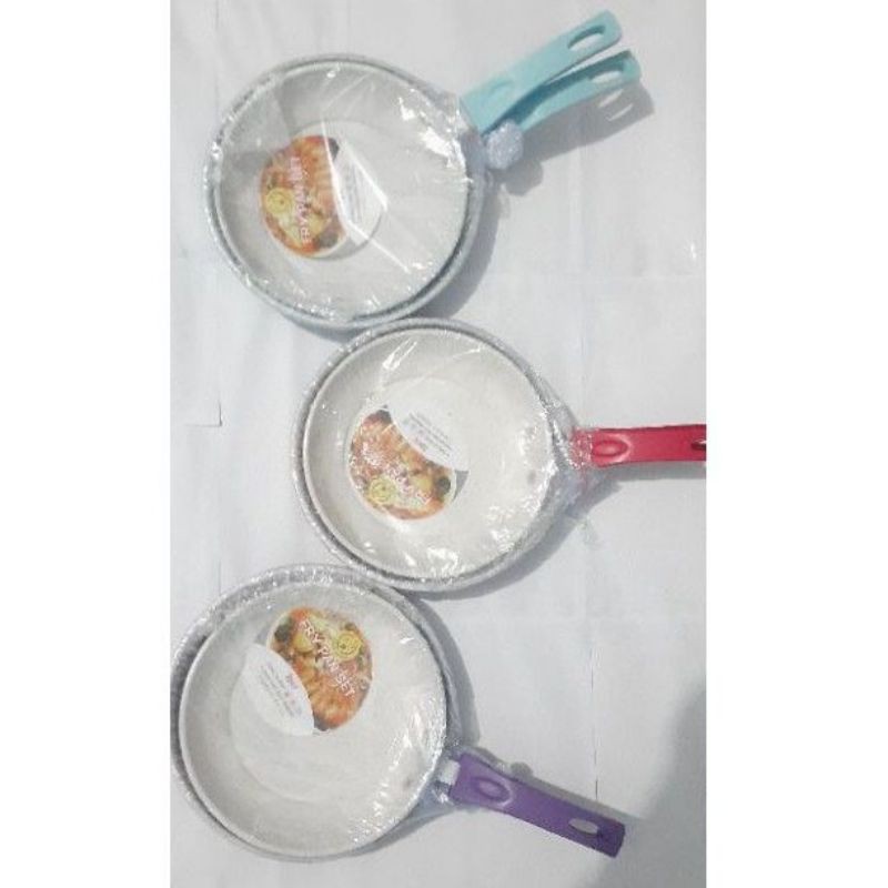 Frypan Marble Set 18cm dan 23cm / Telfon Anti Lengket / Teflon Marble / fry pan