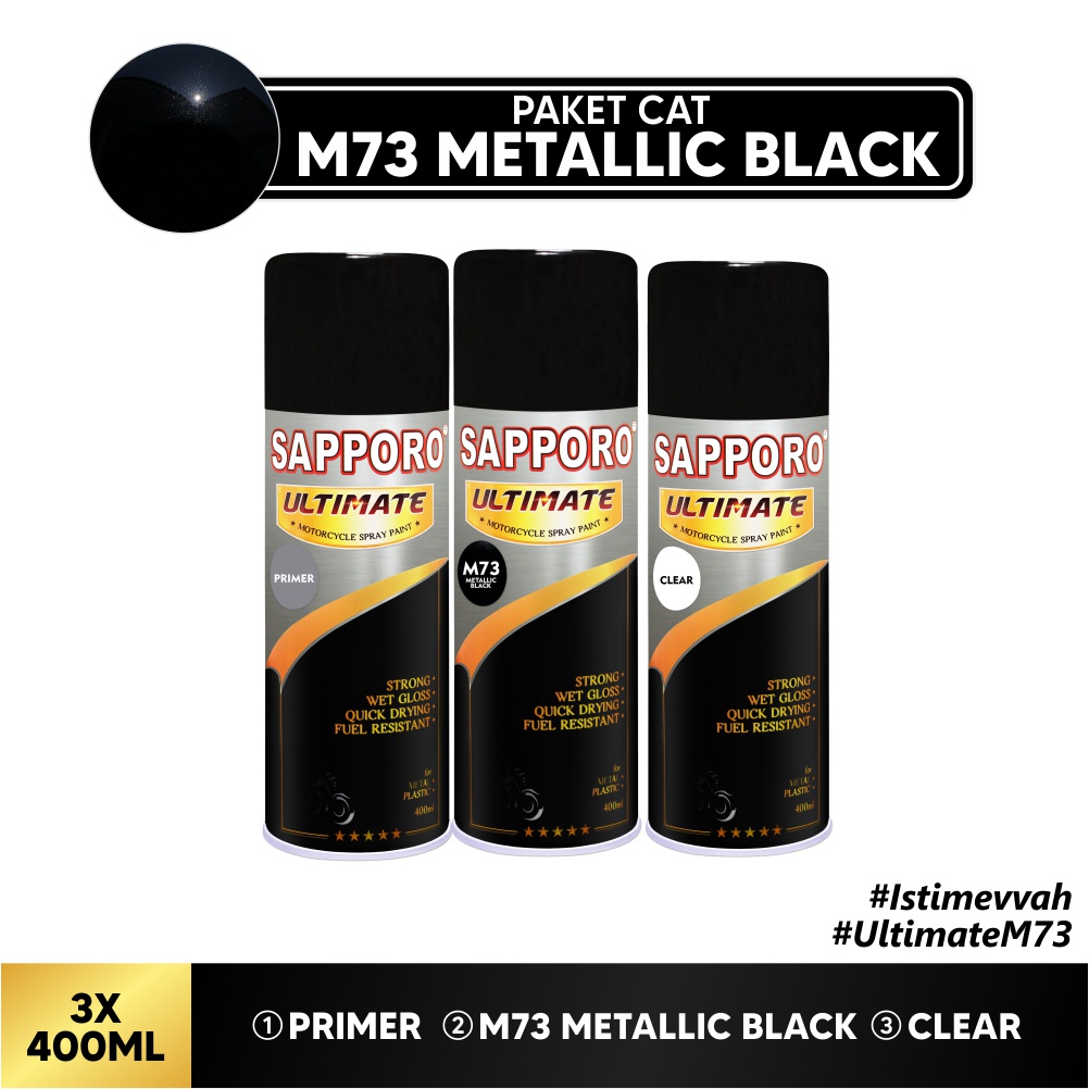 Paket Cat M73 Metallic Black / Sapporo Ultimate / Cat Spray Semprot Aerosol Terbaik