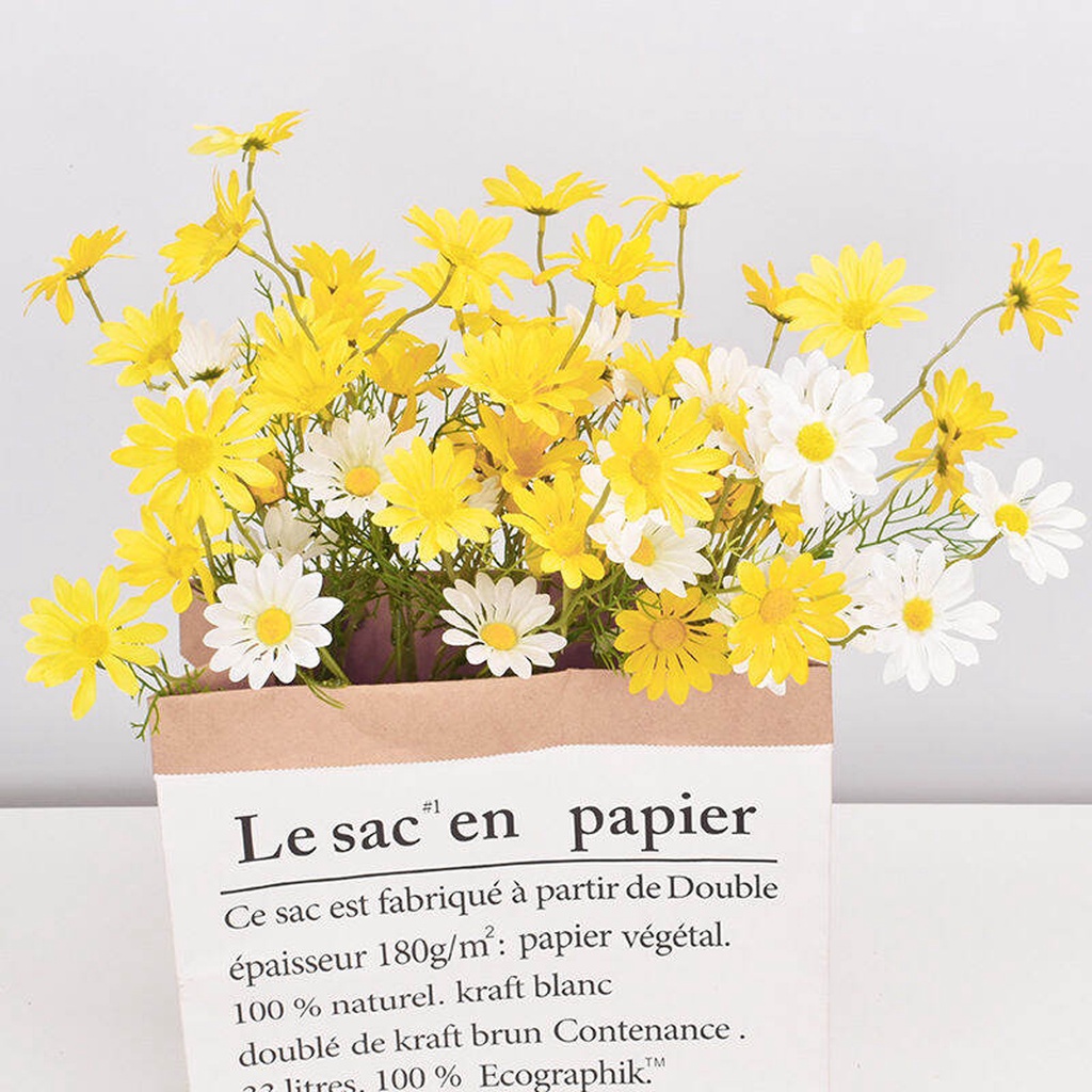 INFY - Bunga Daisy Blossom Aster Artificial Tanaman Hias Daisi Krisan Persia Daun Matahari Palsu Plastik F001