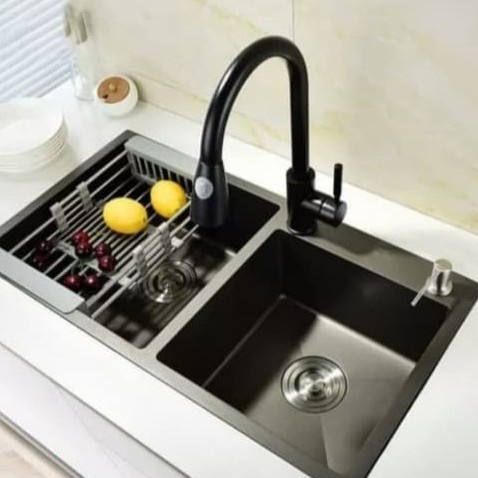 Wastafel - Promo Bak Cuci Piring Hitam 8245 Body + Wastafel Cuci Piring Stainless