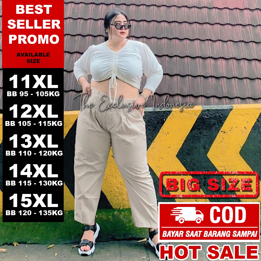 JUMBO BAGGY PANTS PREMIUM BB 80 - 130 KG CELANA PANJANG WANITA BIG SIZE THE EXCLUSIVE INDONESIA