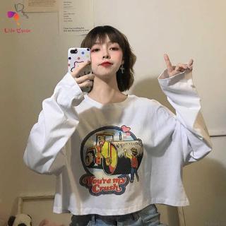  Kaos  T Shirt Wanita  Model Crop Top Lengan Panjang dengan 