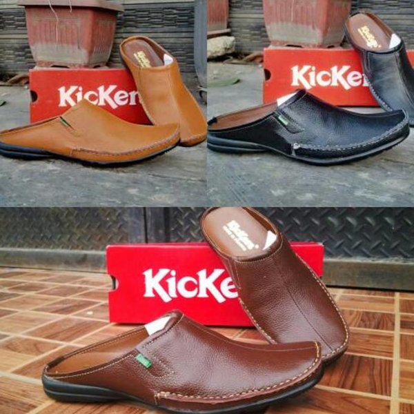 Thamcitstyle     BARU sepatu Sandal Pria Casual Pantofel Slip On Kulit Kickers ORIGINAL