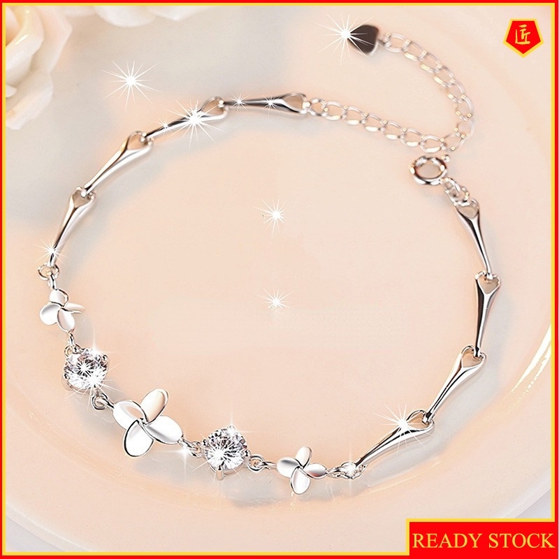 [Ready Stock]Fashion Four-Leaf Clover Diamond Bracelet Female Fashion