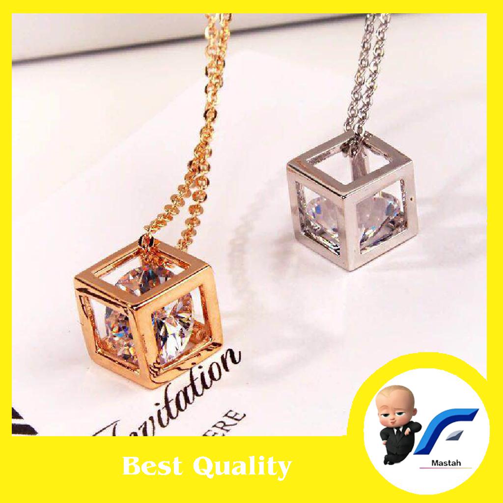 Kalung Alloy  Crystal Berlian Fashion Model cantik kalung import Model Titanium Putih B15