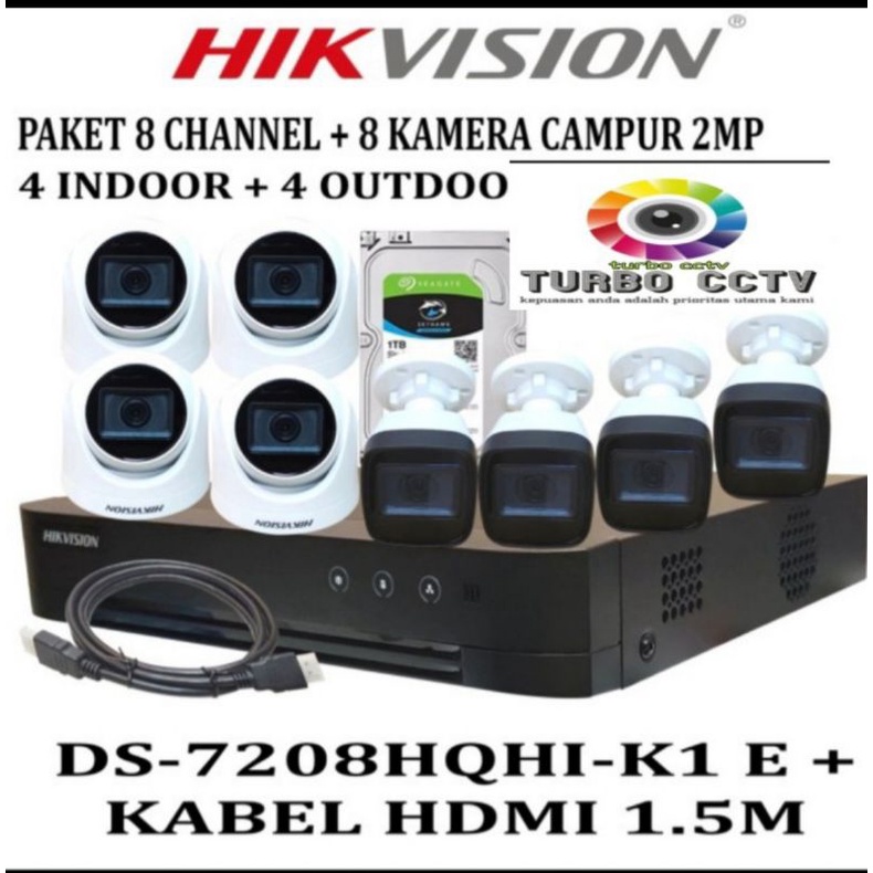 PAKET KAMERA CCTV HIKVISION 8CH 2MP DVR HIKVISION HQHI K1-E