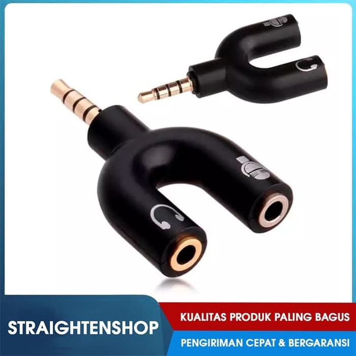 Splitter U mic dan audio shape  2 in 1 aux 3,5 mm male to 2 female