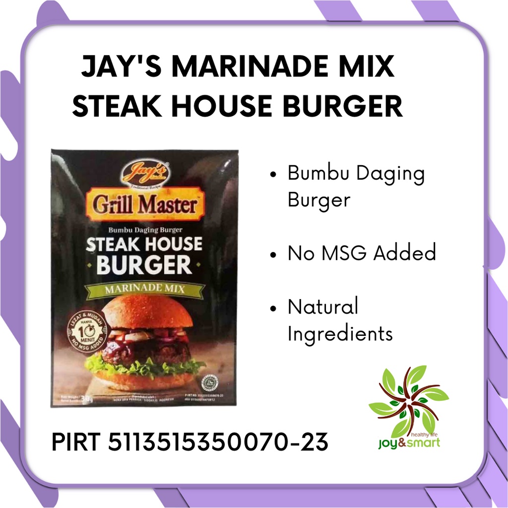 

Joy Smart Healthy Life Jay's Grill Master Steak House Burger Marinade Mix