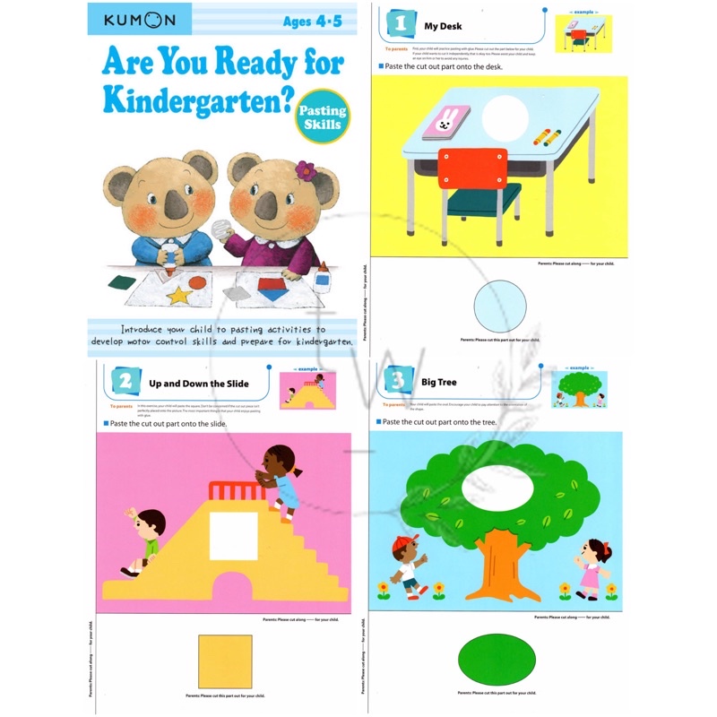 Kumon Are You Ready for Kindergarten Ages 4-5 Coloring / Math / Pasting / Pencil / Scissor / Verbal Skills - Buku Aktivitas Anak PG TK-Pasting (PDF)