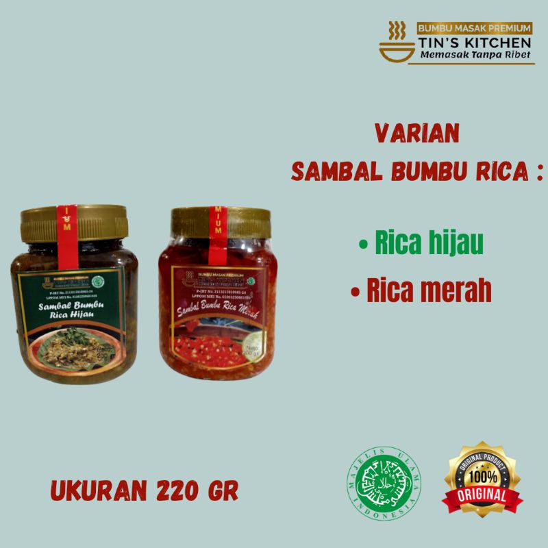 

Bumbu sambal rica merah hijau 220gr