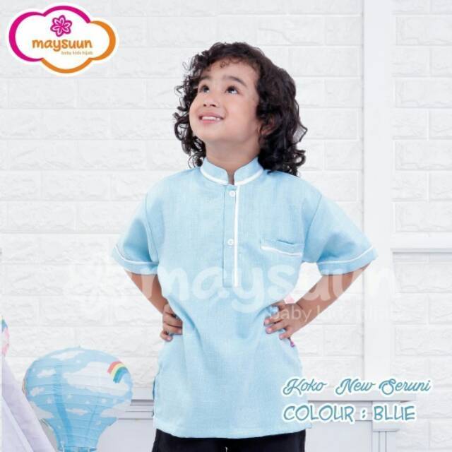 Koko Anak Polos Adem SERUNI BLUE by Maysuun Baby Kids Hijab
