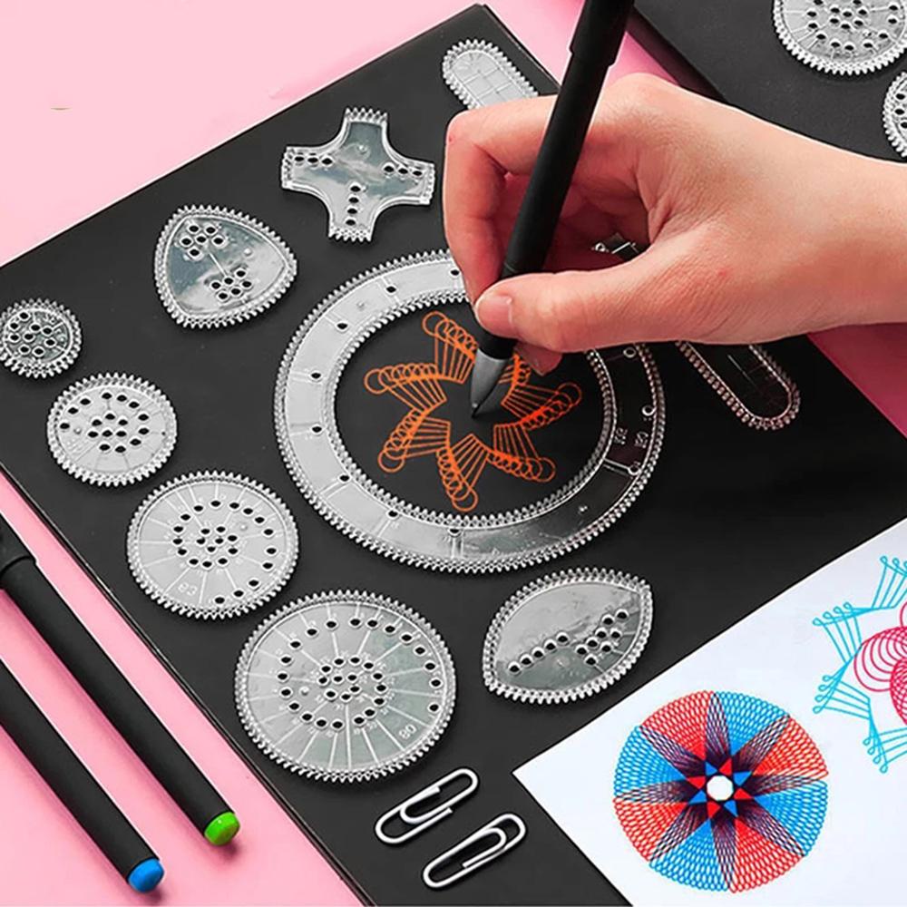 Lanfy Spirograph Student Supply Mainan Edukasi Interlocking Gears Roda Stensil