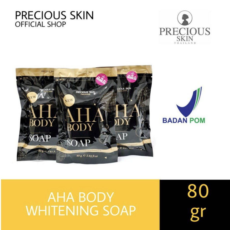 [BPOM] Precious Skin - AHA Body Booster Whitening 5x Soap Gratis Net Soap / Sabun Pemutih 80GR