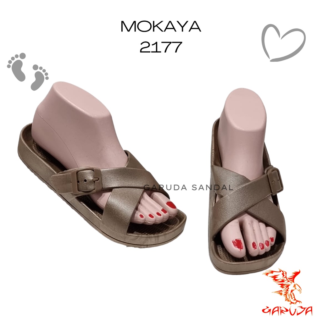 Sandal Selop Wanita MOKAYA 2177 JELLY Karet Import motif Silang Keren