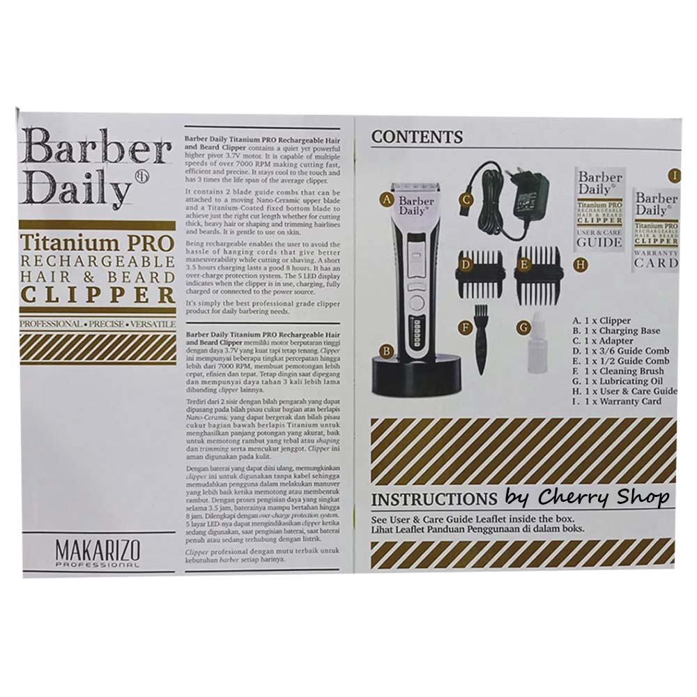 [KUALITAS SUPER PREMIUM] Makarizo Professional Barber Daily Hair Clipper Alat Mesin Cukur Rambut | alat potong rambut