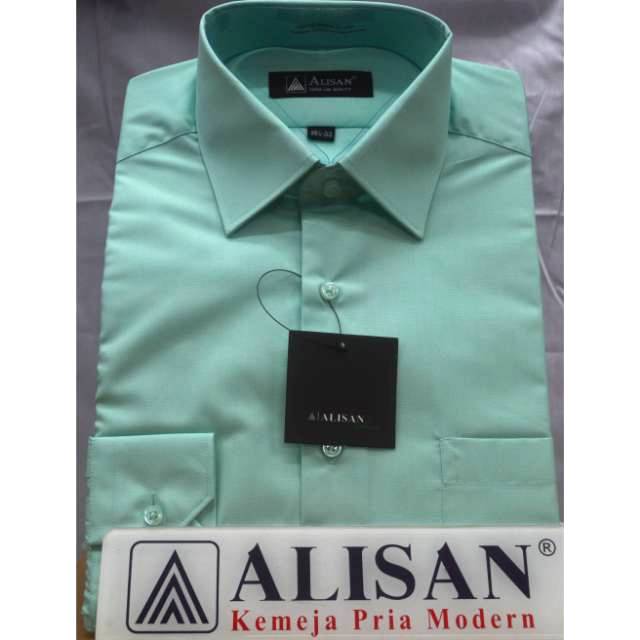 Kemeja Alisan polos lengan panjang warna hijau 2