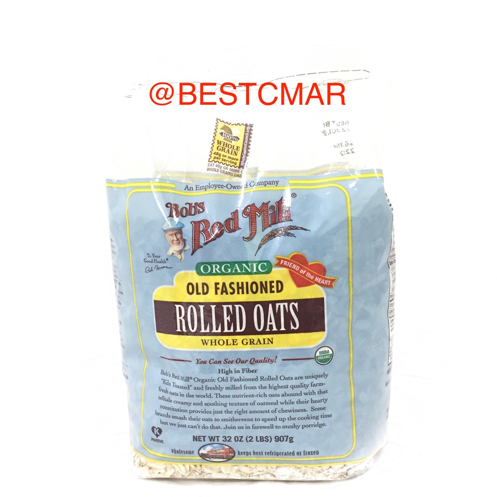 

BOB'S RED MILL ORGANIC OLD FASHIONED ROLLED OATS WHOLEGRAIN 907GR / 32OZ