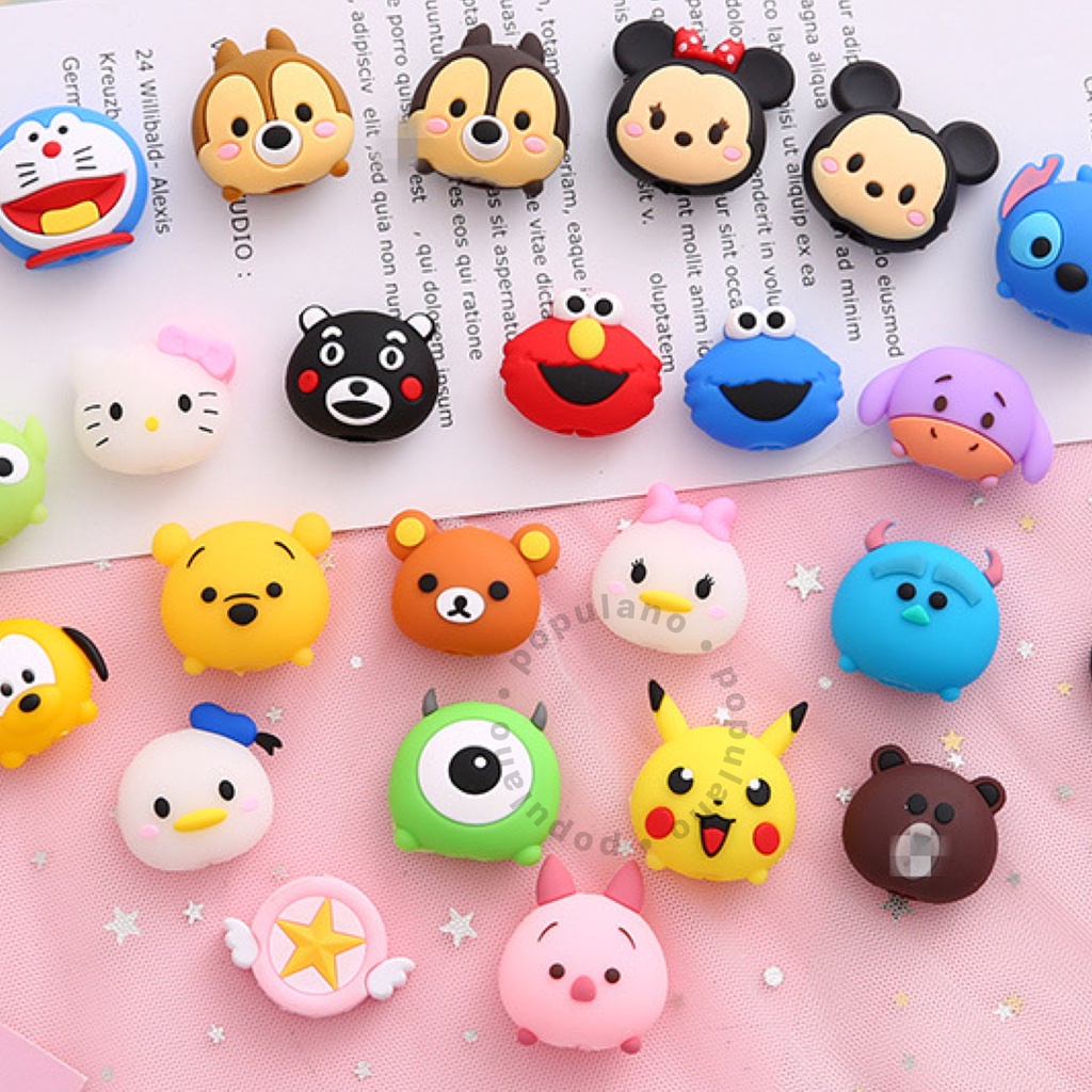 Cable Bite Korean Style Cartoon Cable Bite Cute Cable Protector Cartoons Pelindung Ujung Kabel Charger Handphone Karakter