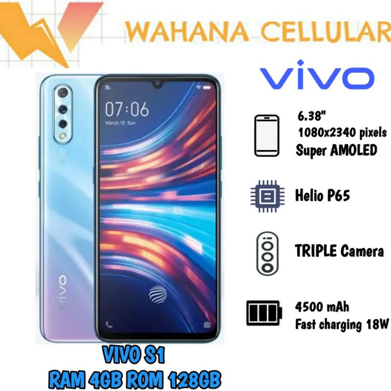 HP VIVO S1 4/128 GB - FIFO S 1 RAM 4GB ROM 128GB GARANSI RESMI 2 TAHUN