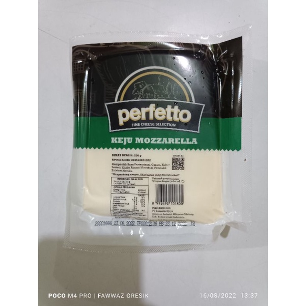 Keju Mozzarella Perfetto 250gram / Perfecto Keju Mozzarella 250gr