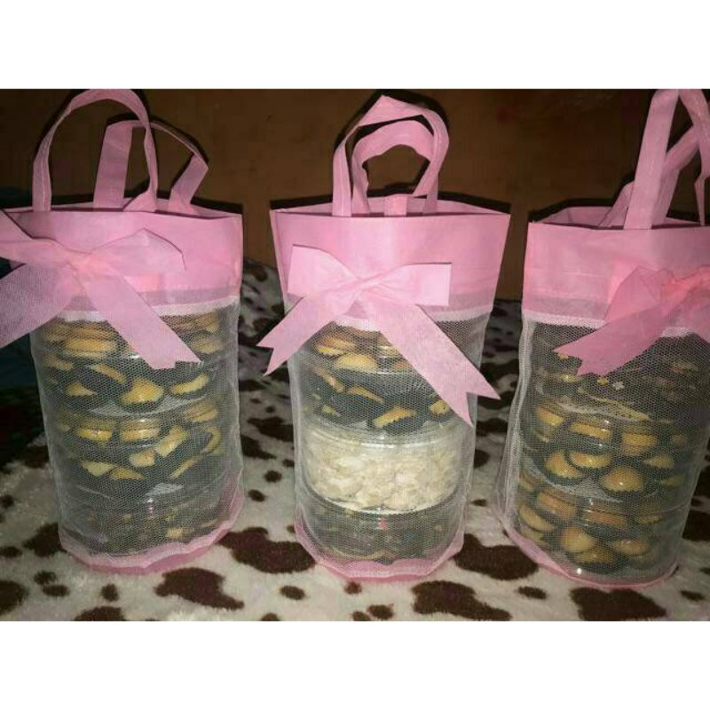 (10 PCS) Tas toples kue kering 500 gram 3 susun / Tas  hampers lebaran / Tas toples susun