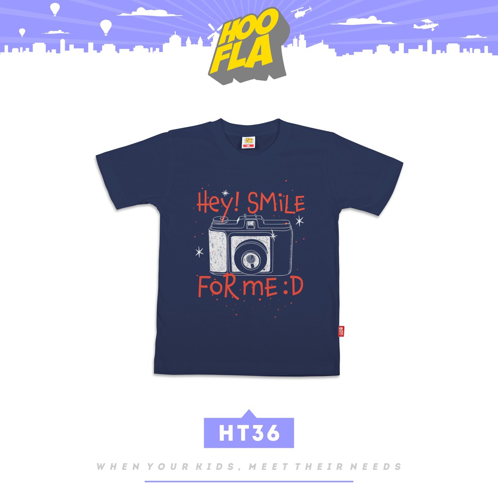 HT36 | T-SHIRT TANGAN PENDEK HEY SMILE FOR ME | HOOFLA