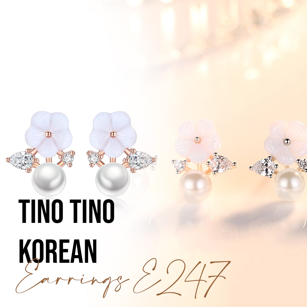 BTS-ERE247FJ Tino-tino Anting Wanita Gaya Korea Jasmine Flower Rodhium Murah/Anting Wanita Korea