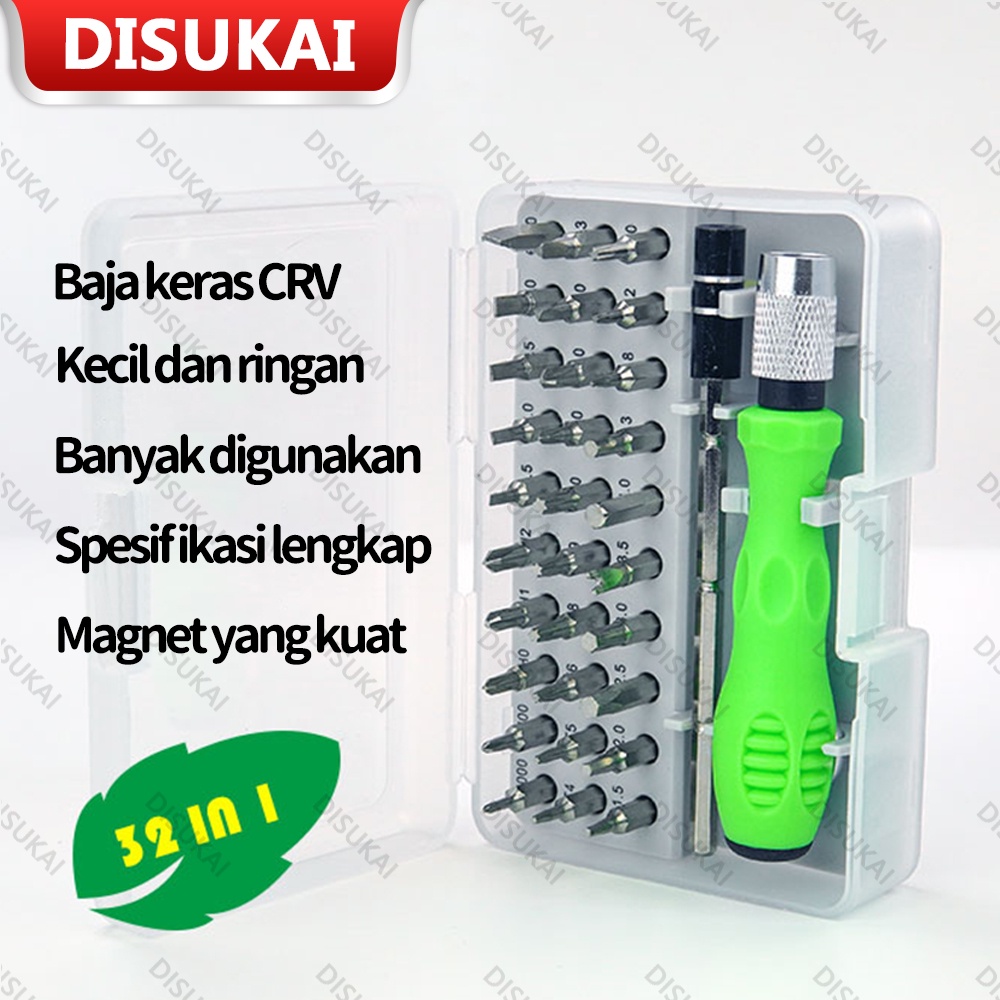 【Stok Baru】Set obeng multifungsi 32 in 1 perbaikan jam tangan dan hp 30 jenis mata oben kuat dan tahan lama dengan baja sintetis CRV