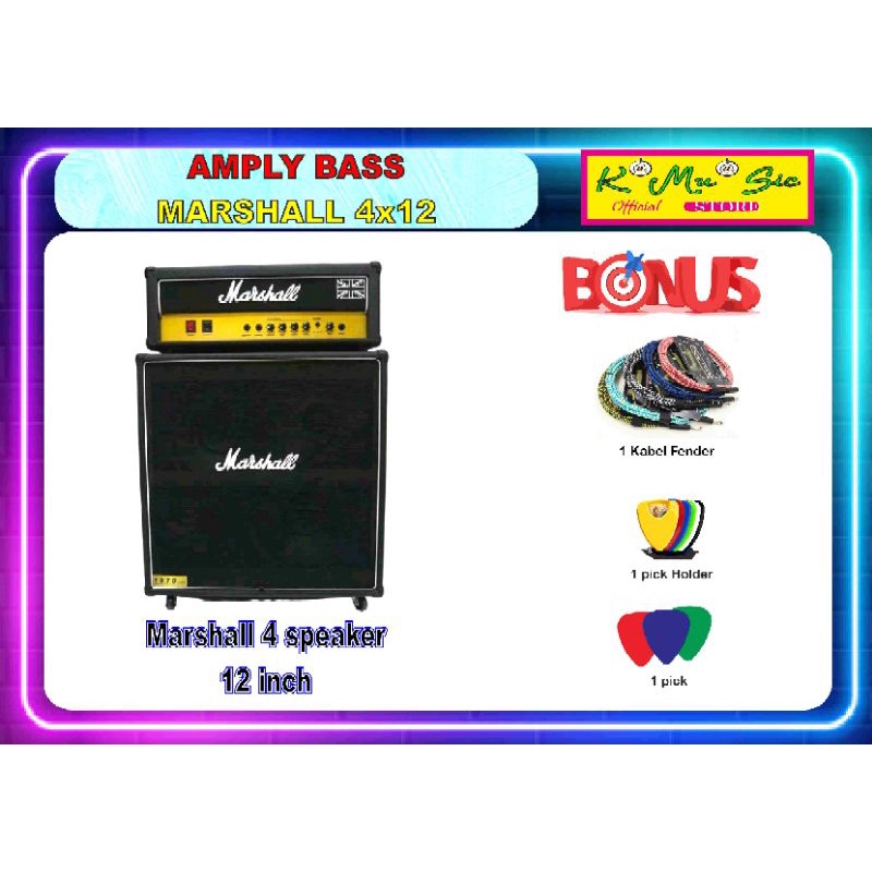 [hrg*offline* lbh murah] Ampli bass head cabinet 4x12 inch Marshal Marshall bonus kabel fender pick 