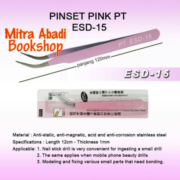 Pinset/Tweezer Serbaguna Anti Magnetic PT ESD 12 ESD 13 ESD 14 ESD 15 Pink