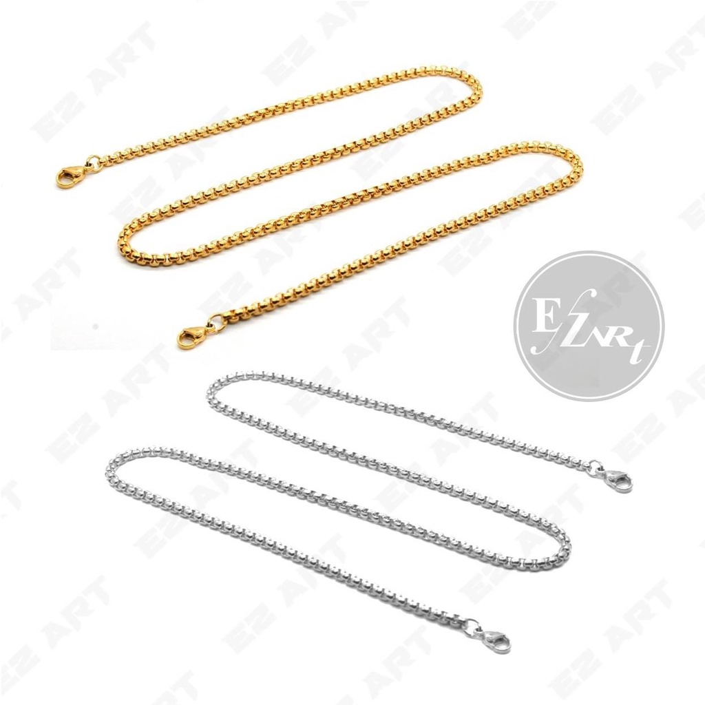 PREMIUM - KALUNG MASKER RANTAI ROLO SIMPLE ELEGAN PRIA WARNA GOLD HITAM SILVER