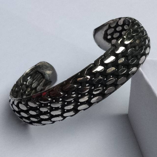 [16.5mm] Gelang Papua besi putih [stainless baja ]pria anti karat selamanya