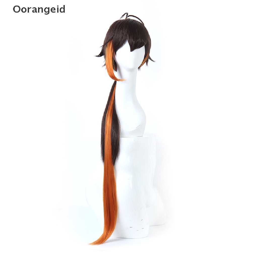 Wig Rambut Cosplay Zhongli Warna Hitam Coklat