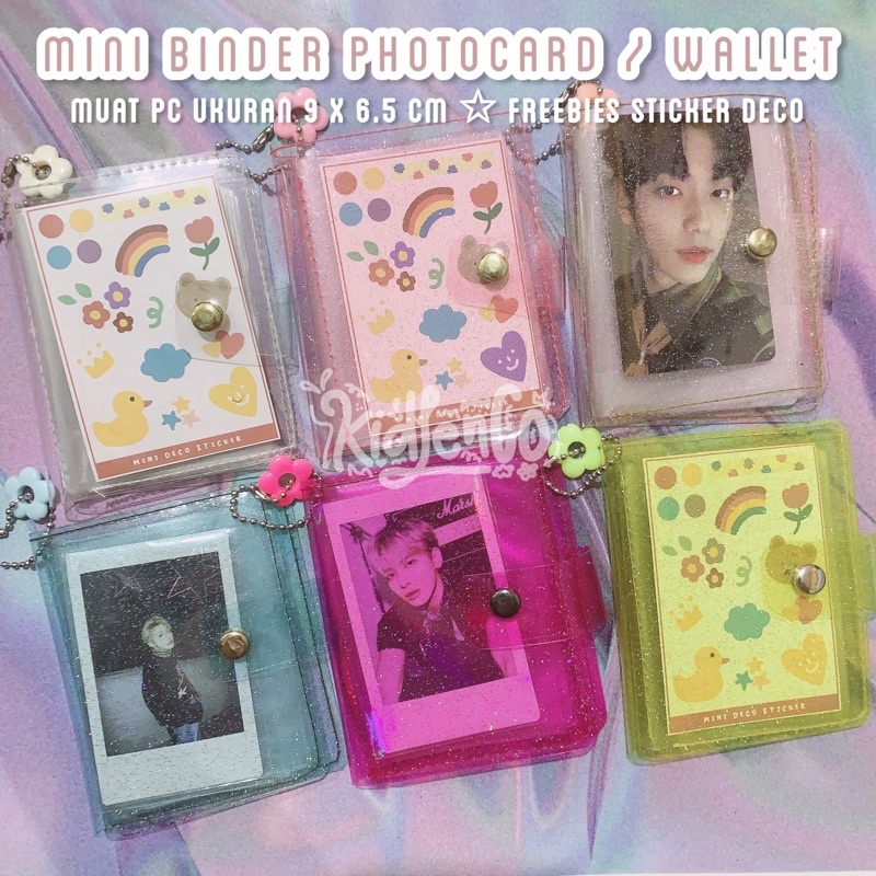 mini collect book pc ♡ dompet jelly transparan glitter ♡ card kolbuk case pastel cute lucu kartu photocard binder lomo kpop photocard polaroid pink yellow blue white kuning biru putih